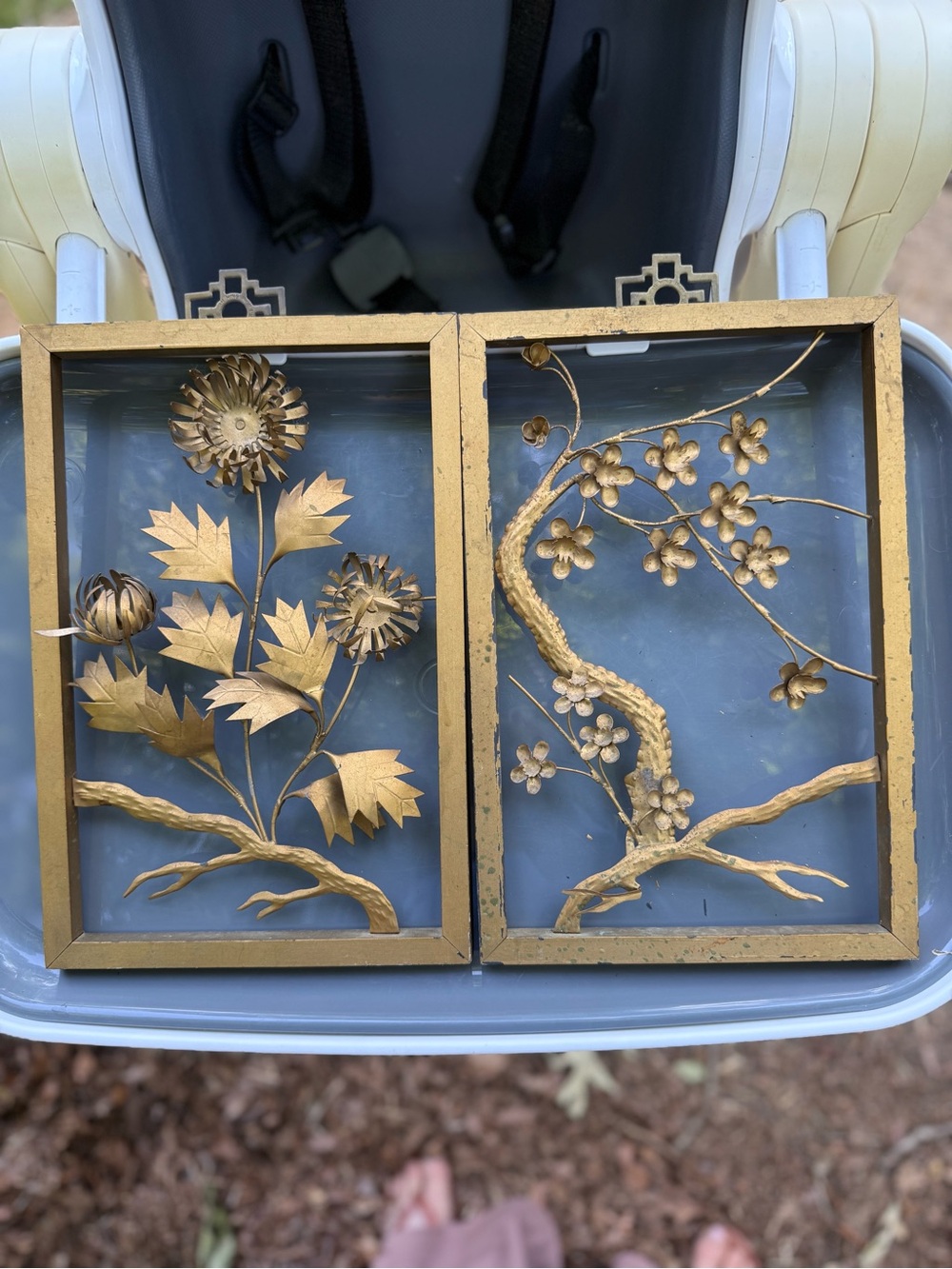 Gold Floral Metal Wall Art Pair